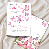 蝶の生涯ピンクフローラブライダルシャワー 招待状