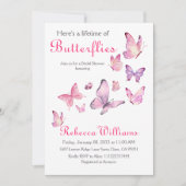 蝶の生涯ピンクフローラブライダルシャワー 招待状 (正面)