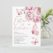 蝶の生涯ピンクフローラブライダルシャワー 招待状 (スタンド正面)
