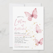 蝶の生涯ピンク金ゴールドブライダルシャワー 招待状 (正面)