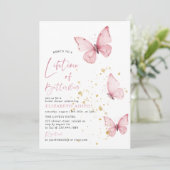 蝶の生涯ピンク金ゴールドブライダルシャワー 招待状 (スタンド正面)