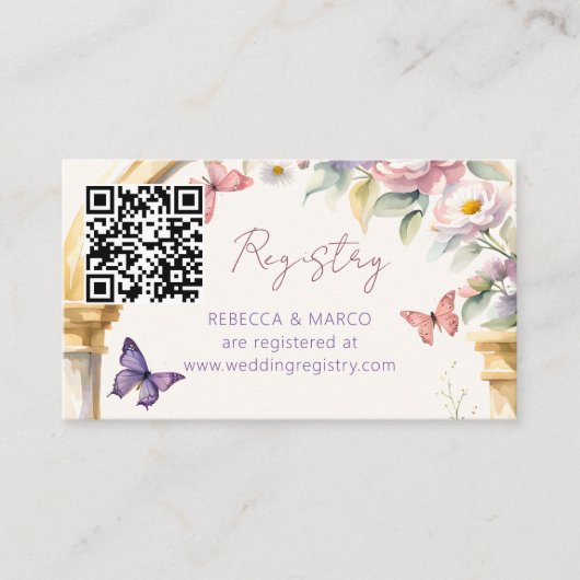 蝶の生涯フローラqrギフトレジストリ エンクロージャーカード (正面)