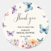 蝶の生涯ブライダルシャワーありがとう ラウンドシール (正面)