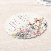 蝶の生涯ブライダルシャワーの好意 ペーパーコースター (アングル)