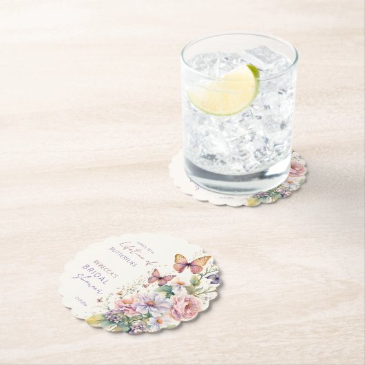 蝶の生涯ブライダルシャワーの好意 ペーパーコースター (インサイチュ)