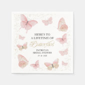 蝶の生涯ブライダルシャワーピンク金ゴールド スタンダードカクテルナプキン (正面)