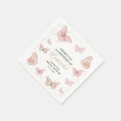 蝶の生涯ブライダルシャワーピンク金ゴールド スタンダードカクテルナプキン (角)