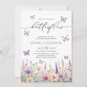 蝶の生涯ブライダルシャワーワイルドフラワー 招待状 (正面)
