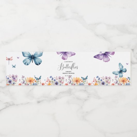 蝶の生涯ブライダルシャワー表 ペットボトルラベル (シングルラベル)