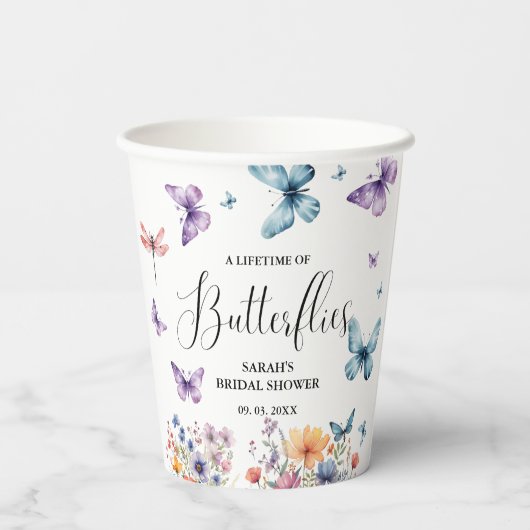 蝶の生涯ブライダルシャワー表 紙コップ (裏面)