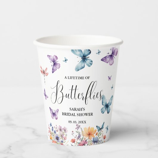 蝶の生涯ブライダルシャワー表 紙コップ (正面)