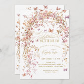 蝶の生涯ブライダルシャワー野花 招待状 (正面/裏面)