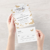 蝶の生涯ロマンエレガントツ結婚ス オールインワン招待状 (貼ってはがせる)