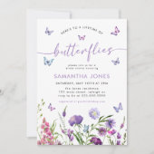 蝶の生涯ワイルドフラワーズブライダルシャワー 招待状 (正面)