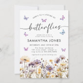 蝶の生涯ワイルドフラワーズブライダルシャワー 招待状 (正面)