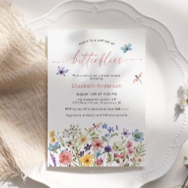 蝶の生涯ワイルドフラワーズブライダルシャワー 招待状