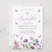 蝶の生涯ワイルドフラワーズブライダルシャワー 招待状 (正面)