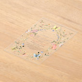 蝶の生涯ワイルドフラワーブライダルシャワー アクリル招待状 (レイダウン)