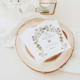 蝶の生涯 パープル フラワー ブライダル シャワー スタンダードカクテルナプキン