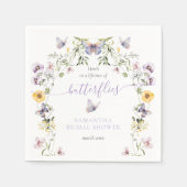 蝶の生涯 パープル フラワー ブライダル シャワー スタンダードカクテルナプキン (正面)