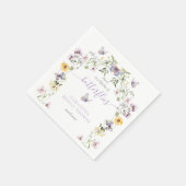 蝶の生涯 パープル フラワー ブライダル シャワー スタンダードカクテルナプキン (角)