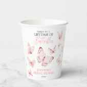 蝶の生涯 ピンクのブライダルシャワー 紙コップ (裏面)