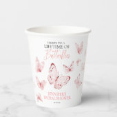 蝶の生涯 ピンクのブライダルシャワー 紙コップ (正面)
