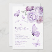 蝶の生涯 フローラル ブライダル シャワー 招待状 (正面)