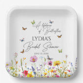 蝶の生涯 ワイルドフラワーのブライダルシャワー ペーパープレート (正面)