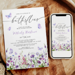 蝶の生涯 ワイルドフラワーのブライダルシャワー 招待状