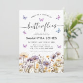 蝶の生涯 ワイルドフラワーの花束 ブライズシャワー 招待状 (スタンド正面)