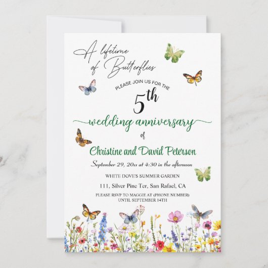 蝶の生涯 5周年記念日 招待状 (正面)