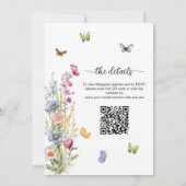 蝶の生涯QRコードブライダルシャワー 招待状 (裏面)