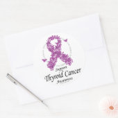 蝶の甲状腺がんリボン ラウンドシール (封筒)