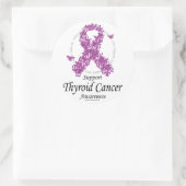 蝶の甲状腺がんリボン ラウンドシール (バッグ)