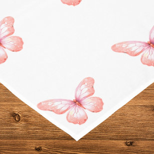蝶の白いバラ金ゴールドピンク テーブルクロス