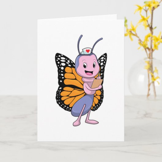 蝶の看護師 カード (黄色い花)