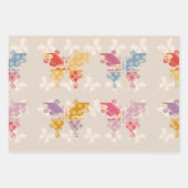 蝶の着物ミックス模様 ラッピングペーパーシート (正面)