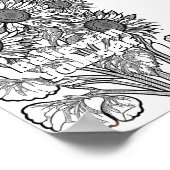 蝶の着色ページ印刷可能ひまわり ポスター (角)