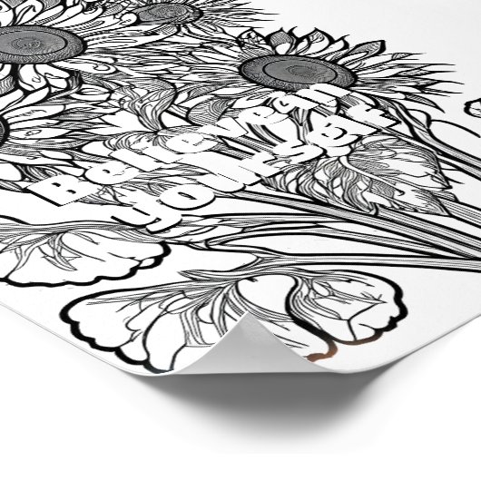 蝶の着色ページ印刷可能ひまわり ポスター (角)