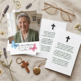 蝶の祈りの追悼カード 写真入りメモリアルグッズ 名刺