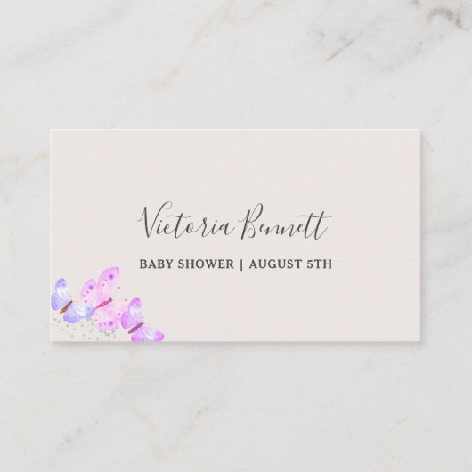 蝶の空は何赤ちゃんのシャワーゲームを推測 エンクロージャーカード (裏面)