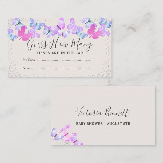 蝶の空は何赤ちゃんのシャワーゲームを推測 エンクロージャーカード (正面/裏面)