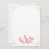 蝶の空サンゴ金ゴールド女の子ベビーシャワー 招待状 (裏面)