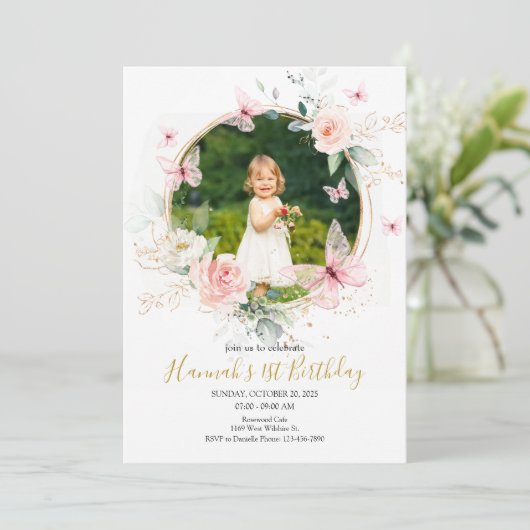 蝶の第1の誕生日 招待状 (スタンド正面)