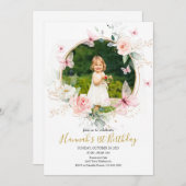 蝶の第1の誕生日 招待状 (正面/裏面)