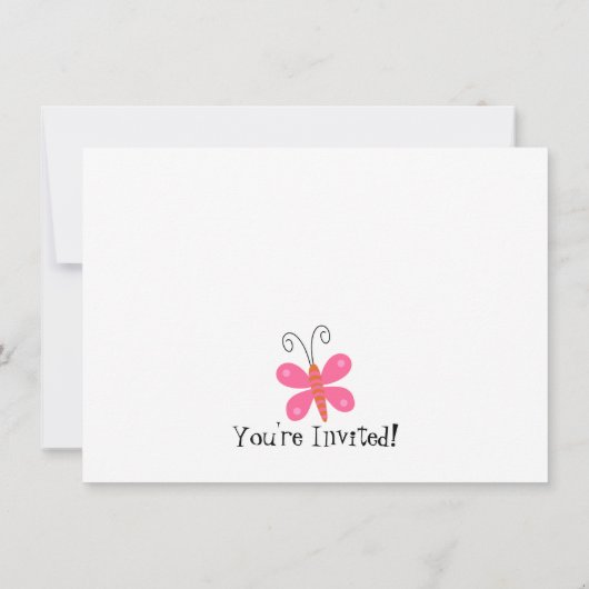 蝶の第1または第2の誕生日パーティの招待状 招待状 (裏面)