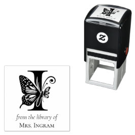 蝶の紋章 バタフライ モノグラム レター I 図書館より セルフインキングスタンプ