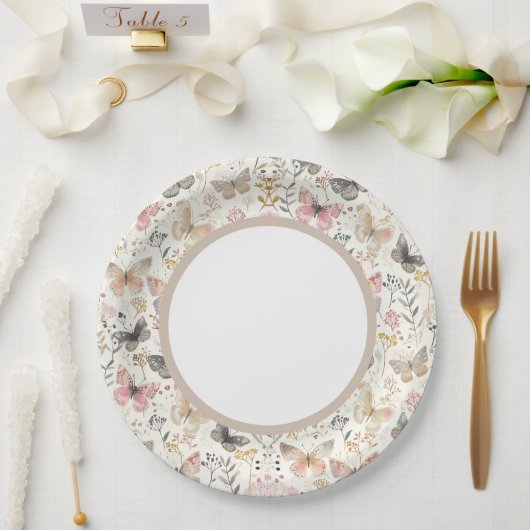 蝶の紙プレート、パーティープレート ペーパープレート (ウェディング)