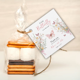 蝶の素朴野生の花のフローラ赤ちゃんシャワー フェイバータグ